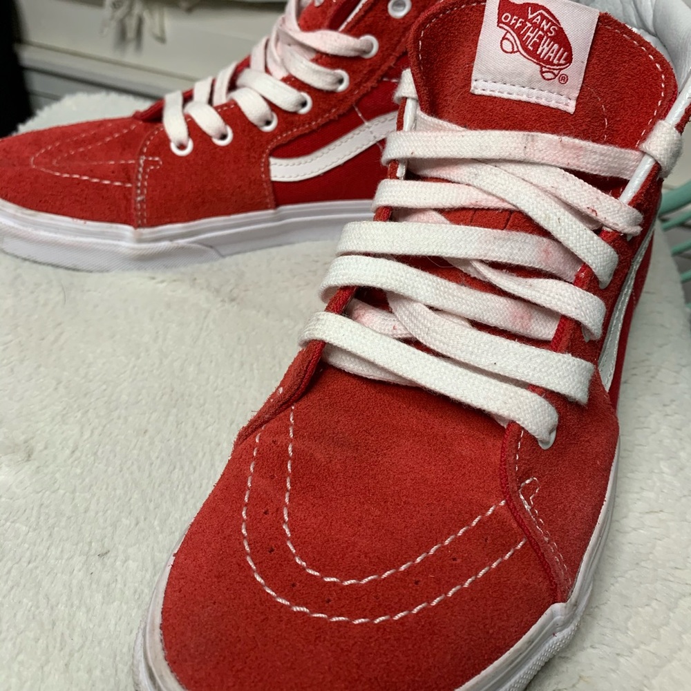Red Suede Sk8-Hi Vans
